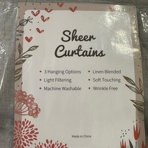 Toyoko Linen Blended Semi-Sheer Back Tab Curtain Pair in Beige (Set of Two) NEW